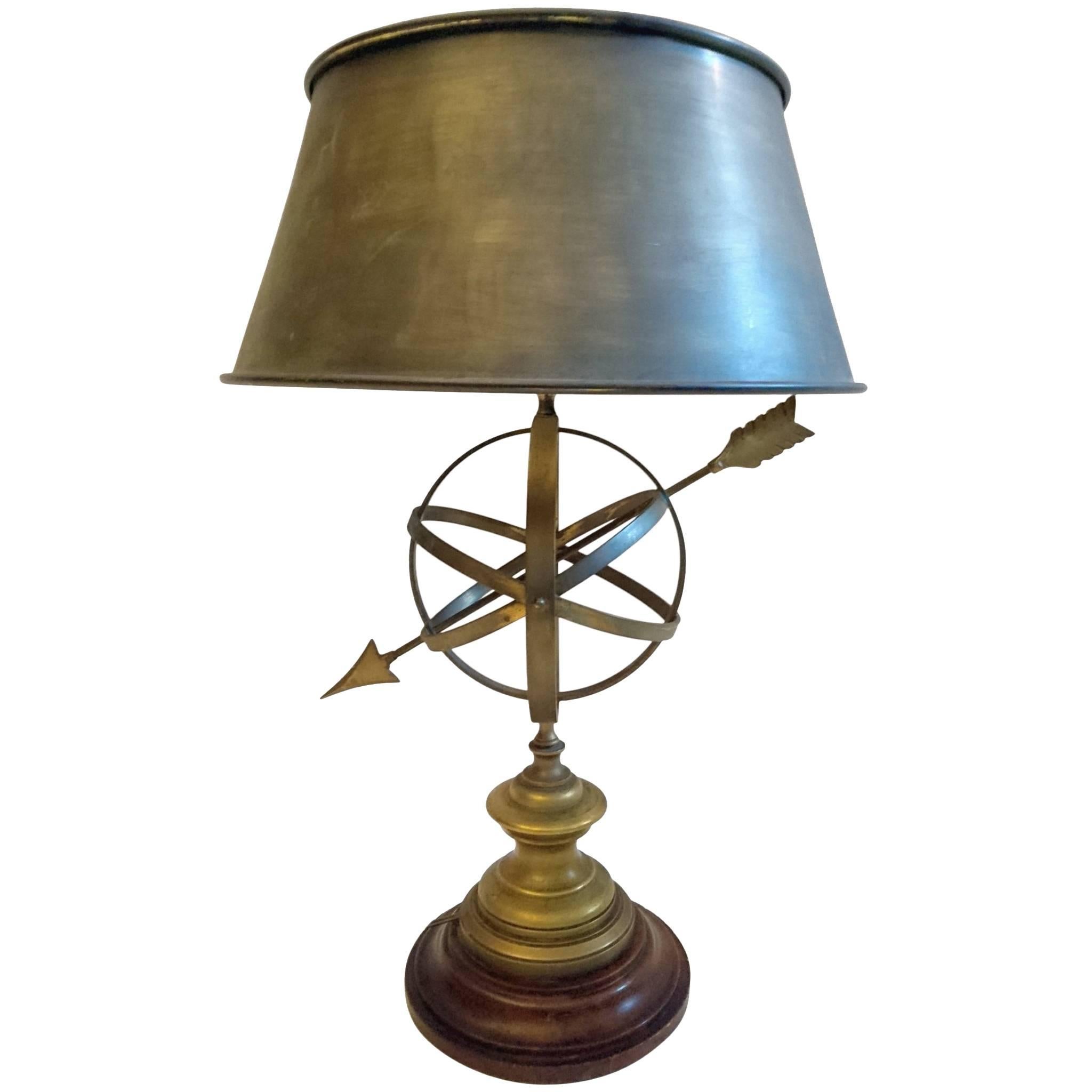 Sundial Table Lamp in Patinated Brass