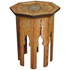 Moorish Bone and Mother-of-Pearl Inlaid Hardwood Occasional Table