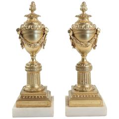 French Mid-19th Century Ormolu Pair of Cassolettes Louis XVI Style, circa 1860