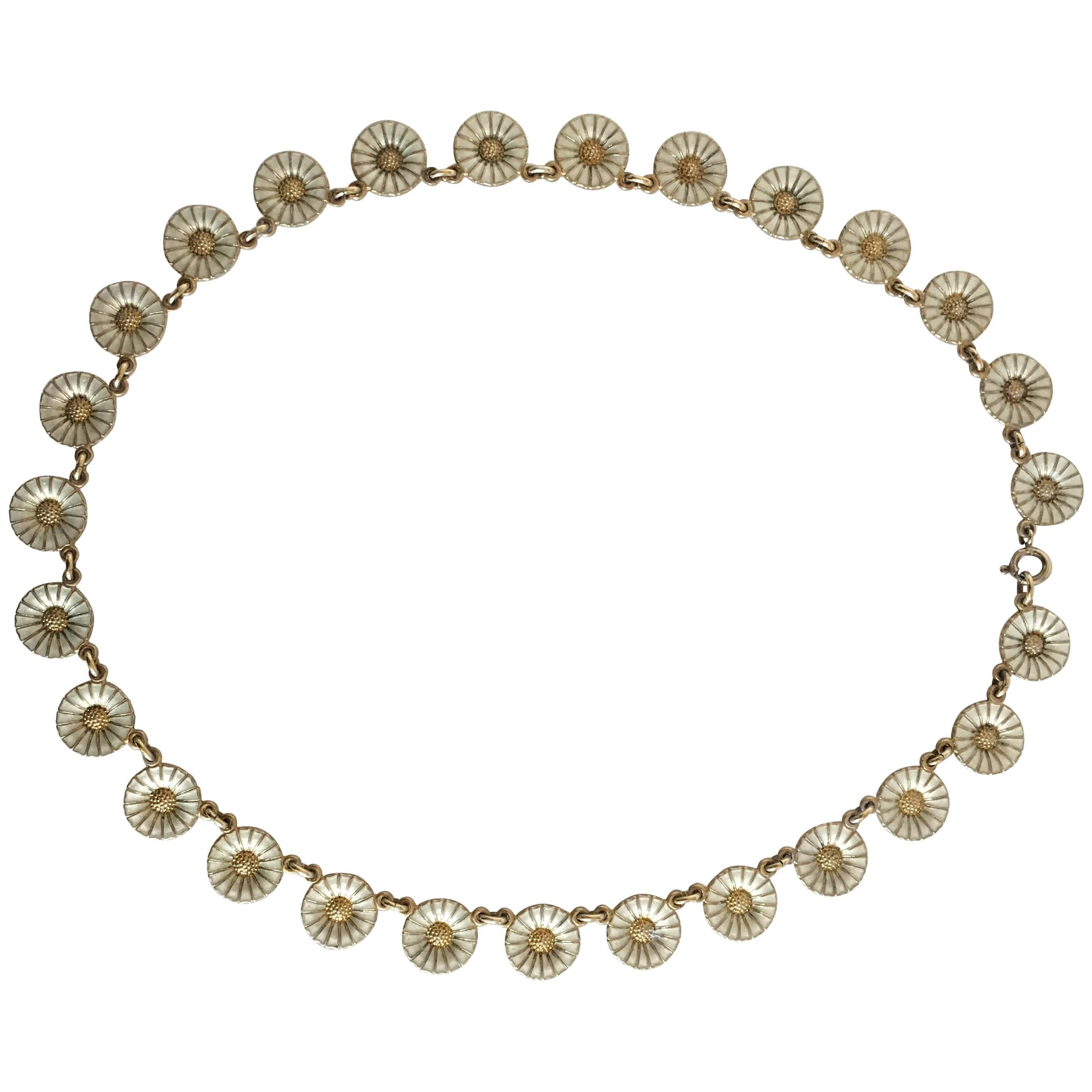 Anton Michelsen Daisy Necklace in Gilded Sterling Silver and White Enamel
