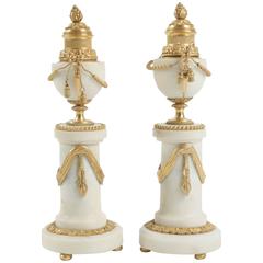 French Late 18th Century Marble and Ormolu Pair of Cassolettes Directoire Period