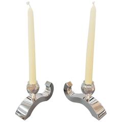 20th Century Italian Sterling Silver Modern Candlesticks