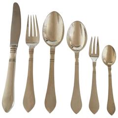 Georg Jensen Sterling Silver Continental Flatware Set for 12 People, 65 Pieces 4