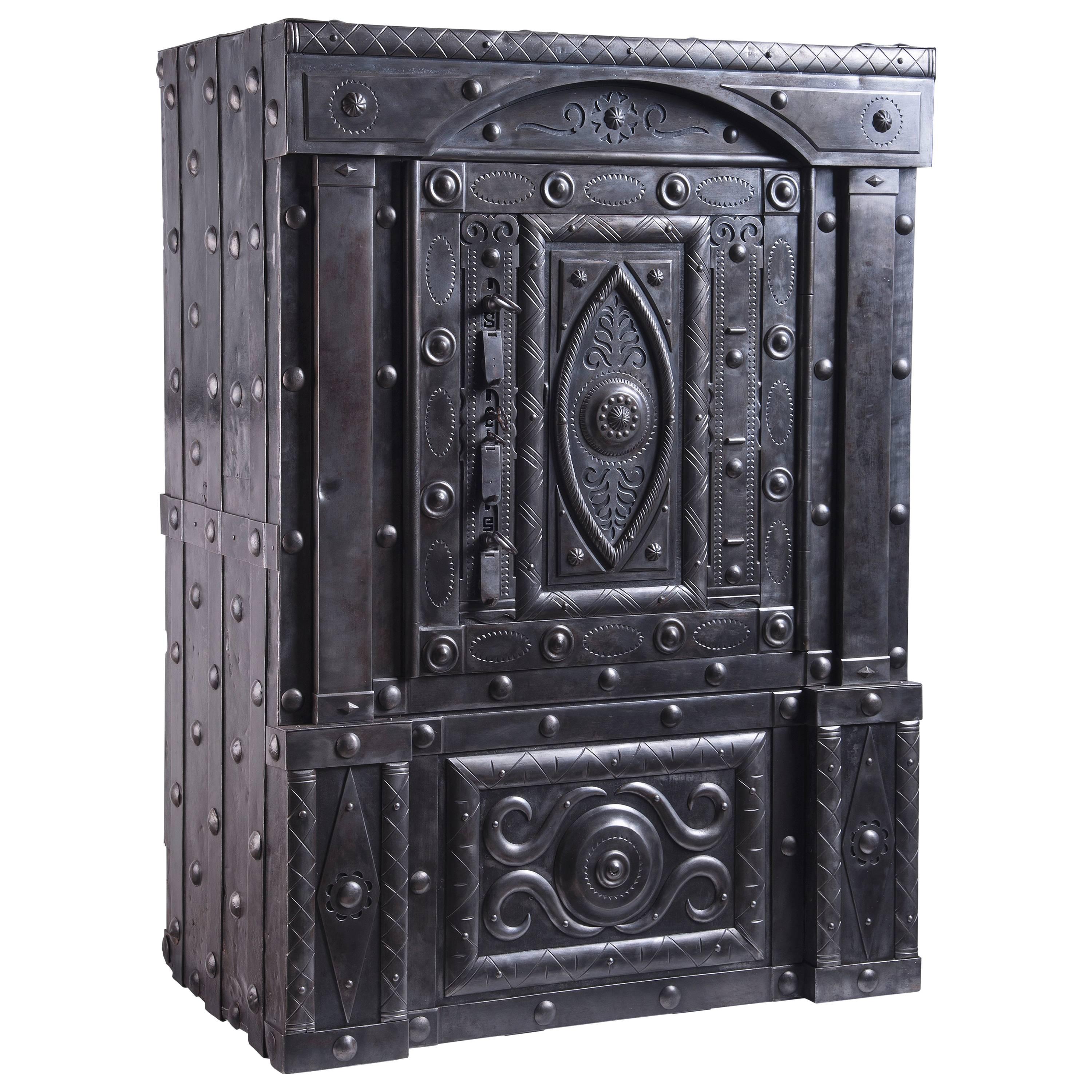 19th Century Northern Italian Antique Hobnail Safe with Four Keys