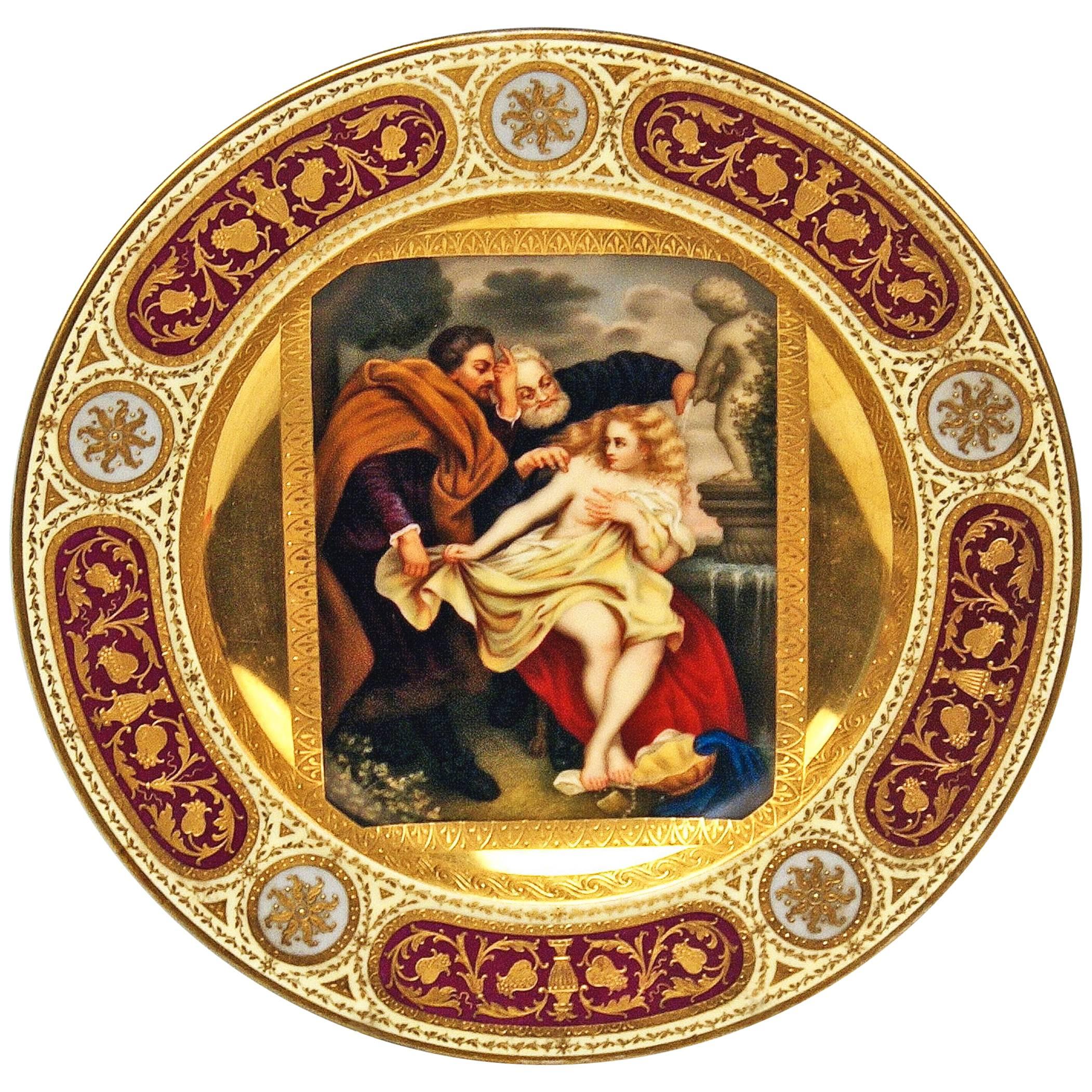 Plate Imperial Viennese Porcelain Painting Susanna and the Elders, 1813