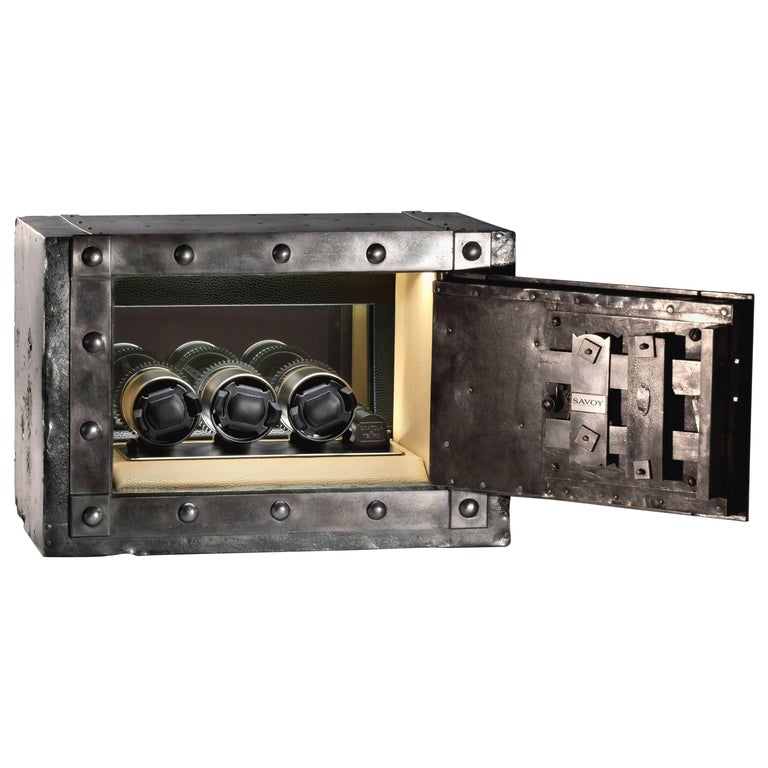 19th Century Wrought Iron Italian Antique Safe Strongbox with Three Watch- Winder For Sale at 1stDibs