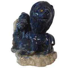 Italian Lapis Lazuli Sculpture Lions