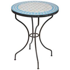 Moroccan Mosaic Blue Tile Side Table on Iron Base 6