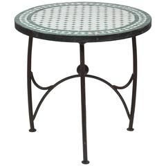 Moroccan Green Mosaic Tile Table on Low Iron Base