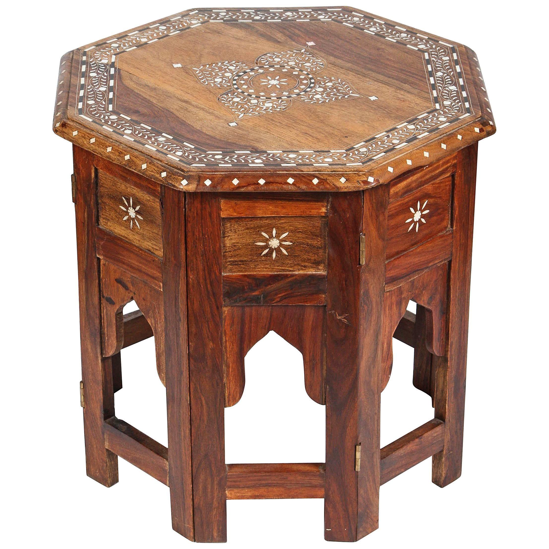 Anglo Indian Bone Inlaid Moorish Octagonal Side Table