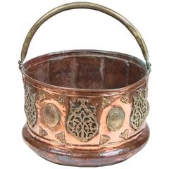 Antique Large Moroccan Moorish Copper and Brass Planter