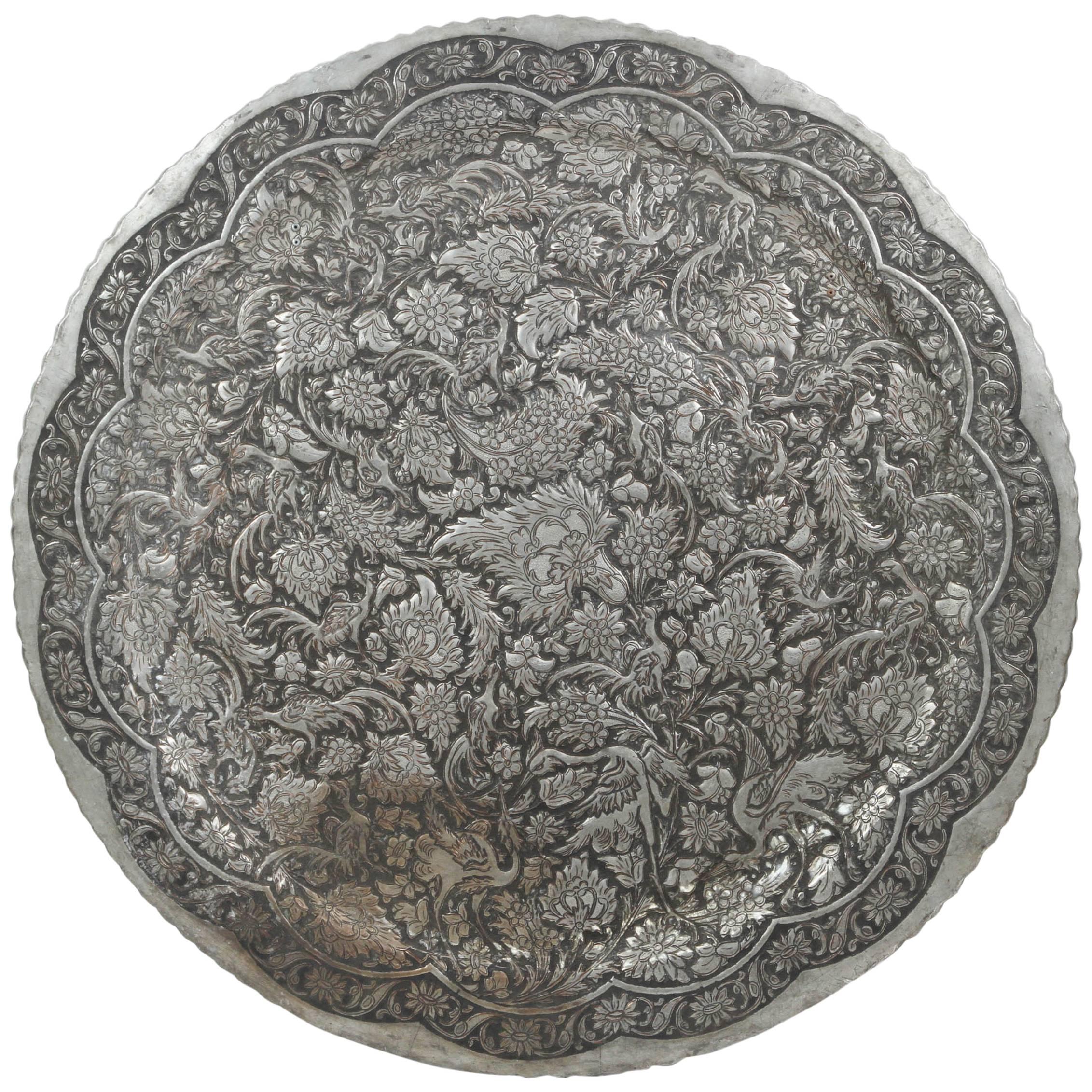 Antique Persian Silvered Wall Tray