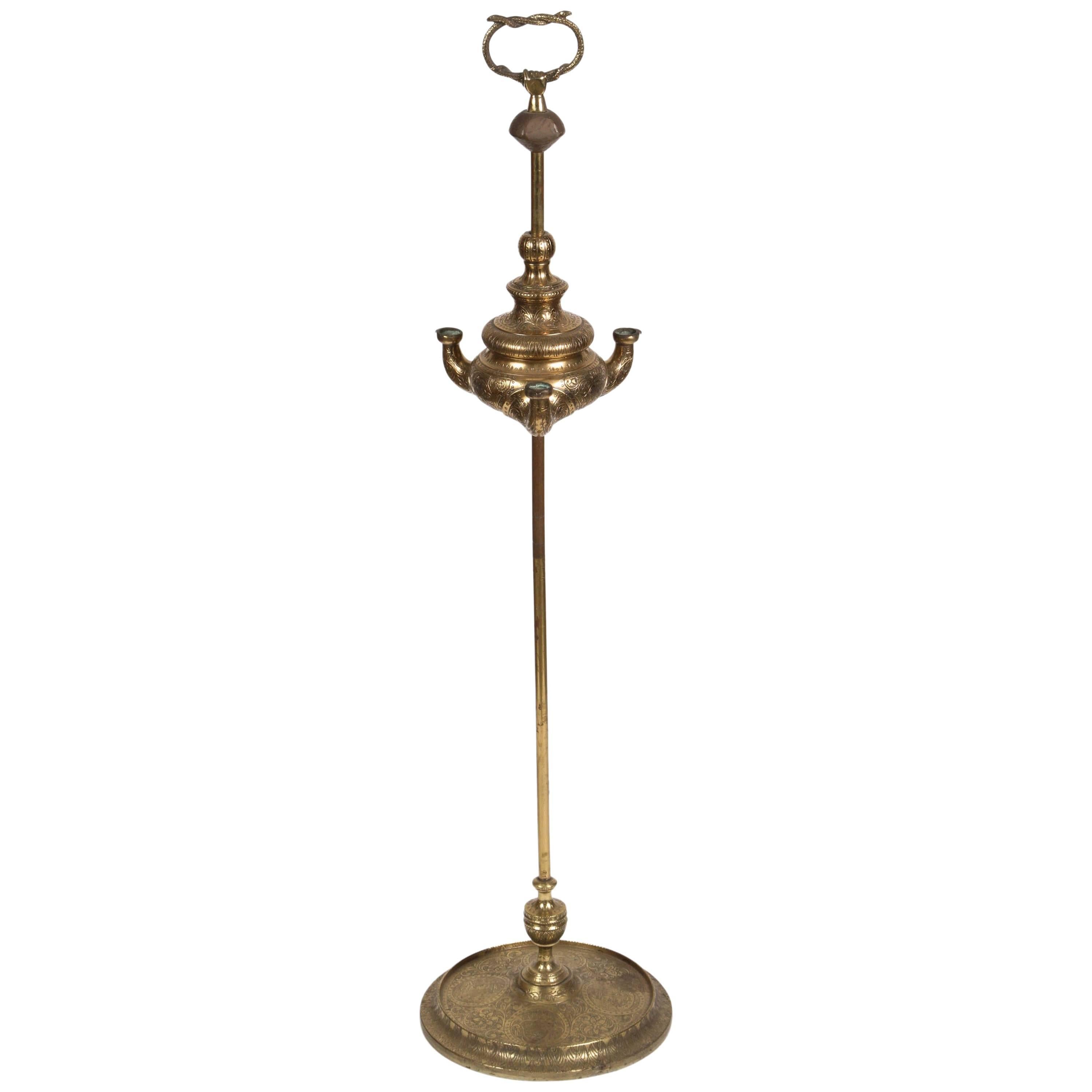 Anglo Raj Antique 19th Century Bronze Oil Lamp