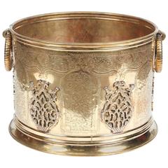 Large Moroccan Moorish Polished Brass Planter 1