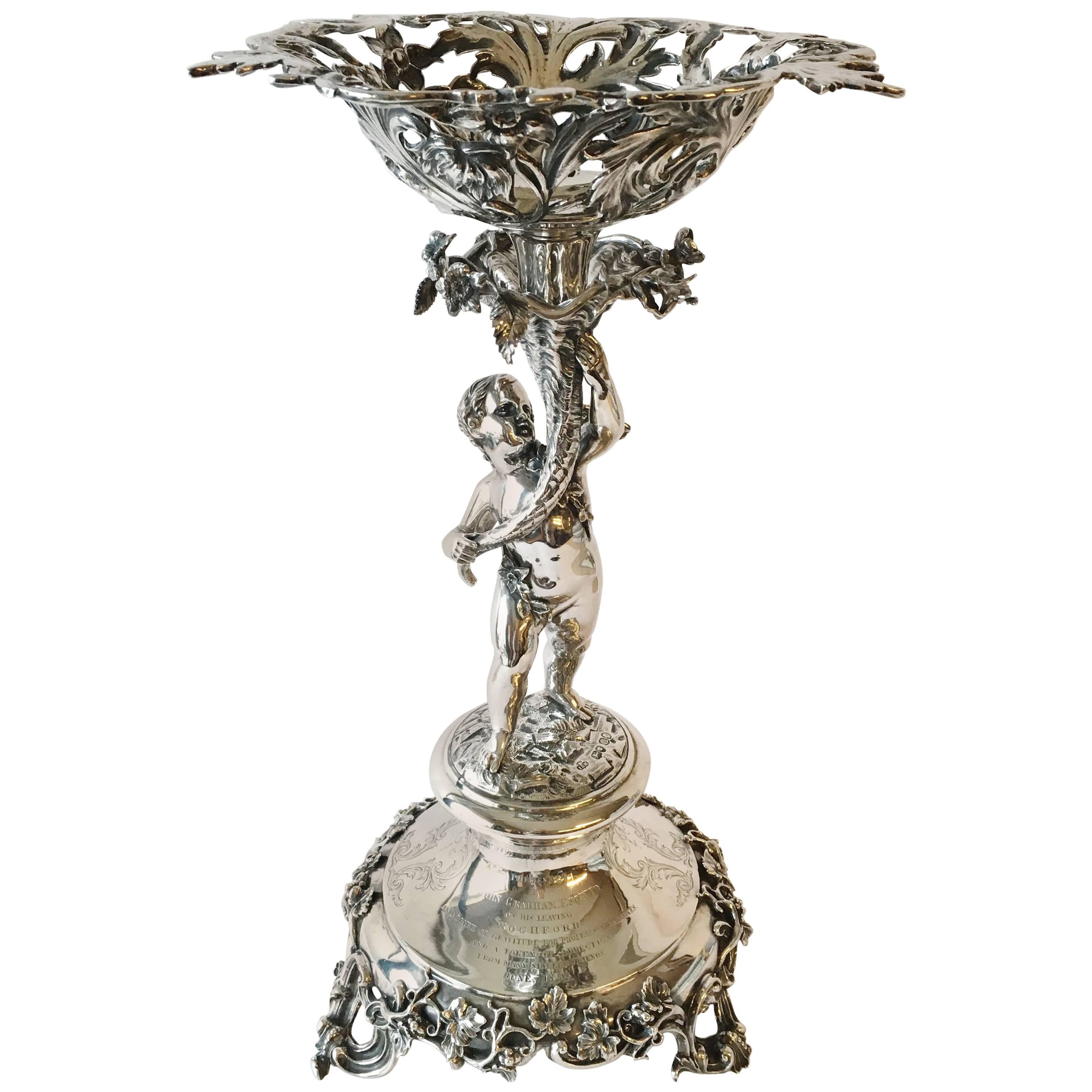 Victorian Silver Centrepiece by John Samuel Hunt For Sale