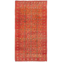 Vintage Moroccan Rug with Quatrefoil Design in Red, Cream, Orange and Yellow 6
