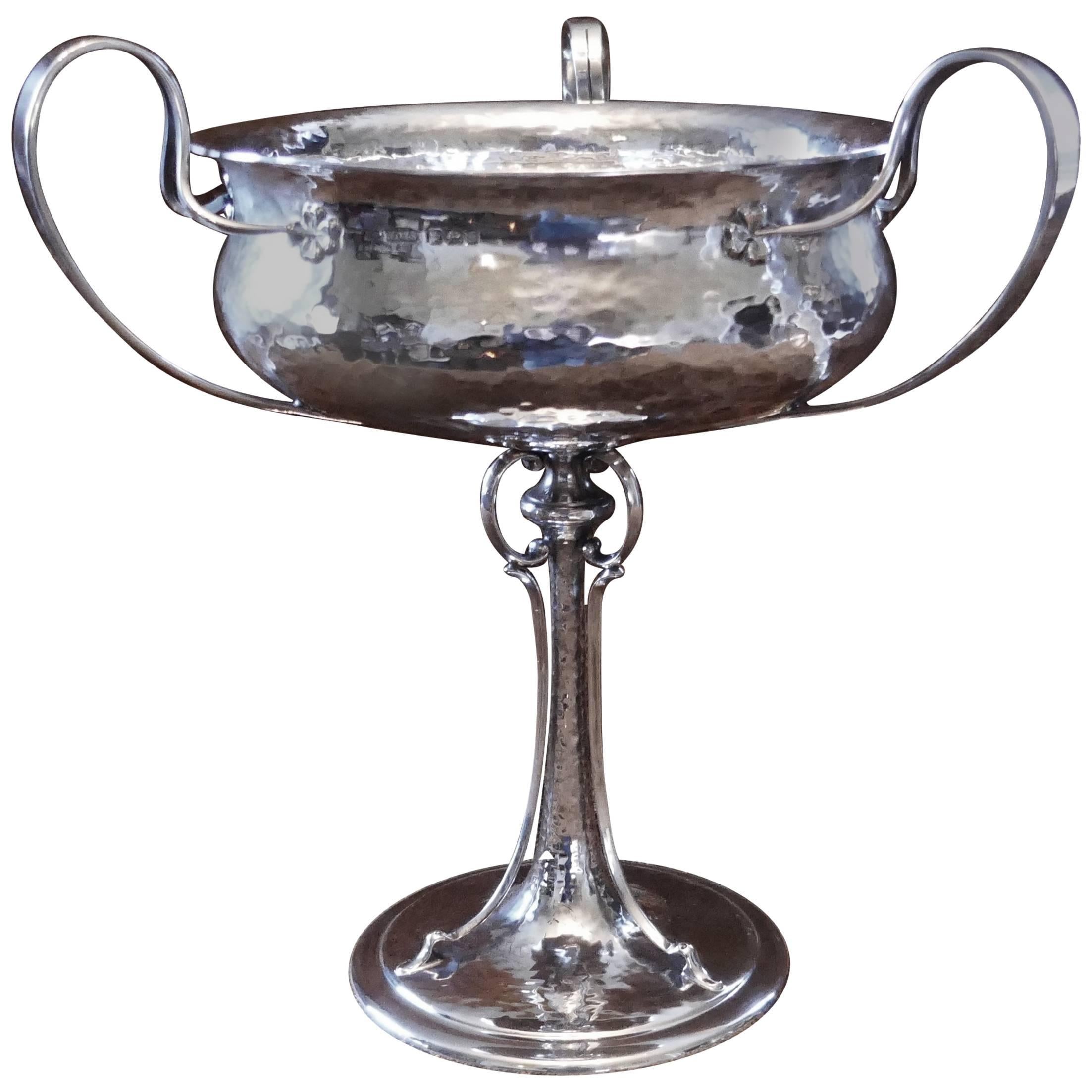 Arts and Crafts Centrepiece Bowl, Beaten Silver by James Dixon & Sons
