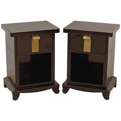 Pair of Early John Stuart Nightstands in Black Lacquer 8