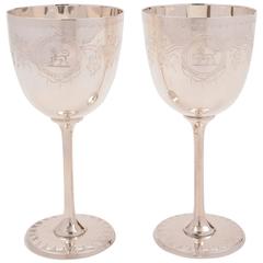 Pair of 19th Century Silver Plated Wine Goblets