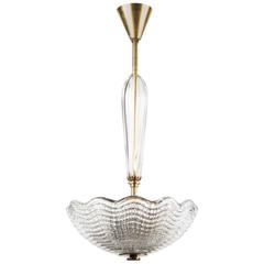 Small Swedish Orrefors Textured Glass Ceiling Fixture 10