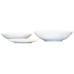 Trude Petri KPM White Grey Craquelée 1930s Porcelain Bowls or Dish