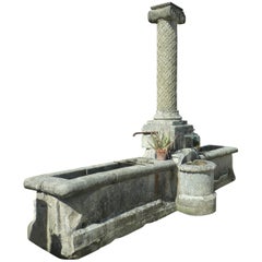 Rare Village Fountain Carved in French Natural Limestone, Provence