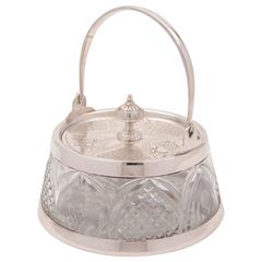 19th Century Silver Plated and Glass Preserve Pot