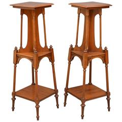 Stylish Pair of Victorian Walnut Plant Stands