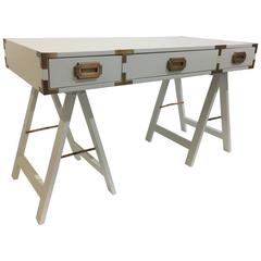 Vintage Campaign Desk with Original Patinated Brass Hardware 7