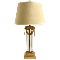 Modernist Art Deco Brass and Glass Draped Lamp by Gilbert Rohde