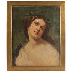 Elegant Portrait of the 19th Century Representing a Romantic Pose of a Woman