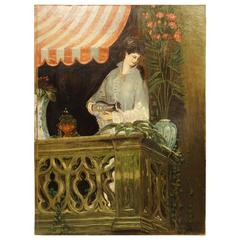 Vintage Signed Oil on Board from France, 1900s