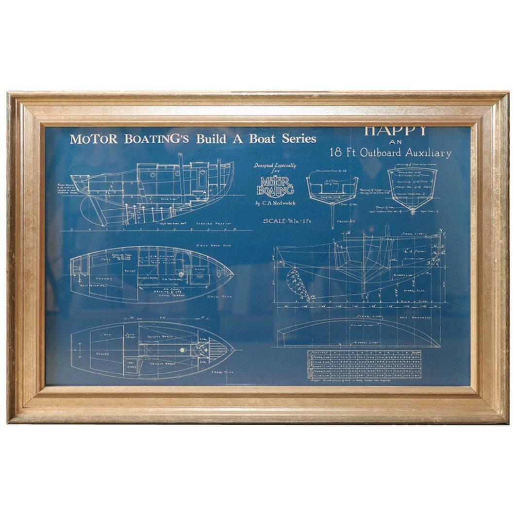 Original Motor Boating Magazine Blueprint, circa 1900s