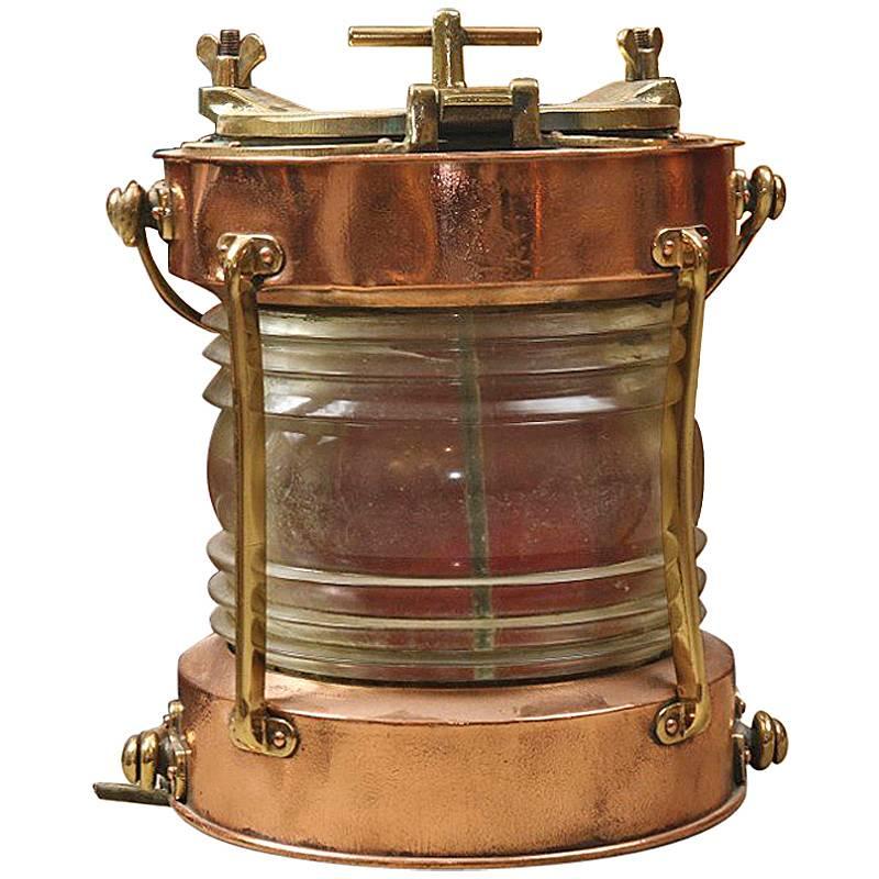 Brass and Copper Anchor Lantern For Sale