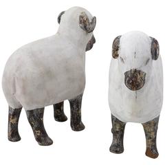 Pair of Carved and Painted Sheep