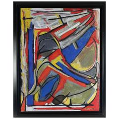 Grande peinture de J Mailhe, datée de 1988, Jean Maïlhe est un peintre français