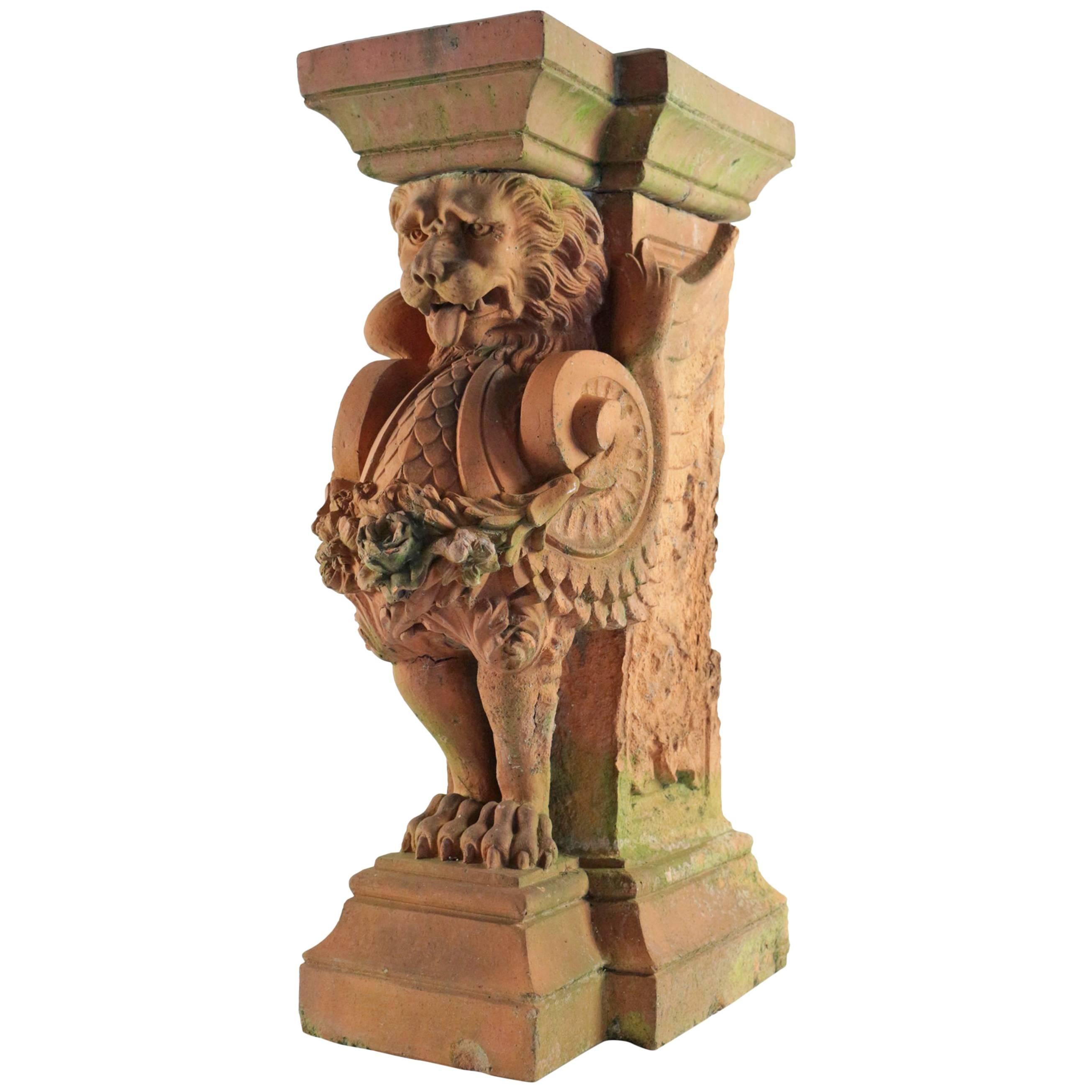 Pillar in Terra Cotta of a Lion