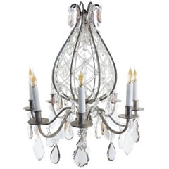 Antique Beautiful Hot Air Balloon Style Chandelier in Silvered Bronze, 19th Century