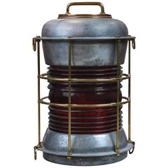 Vintage Durkee Marine Ship's Lantern with Red Fresnel