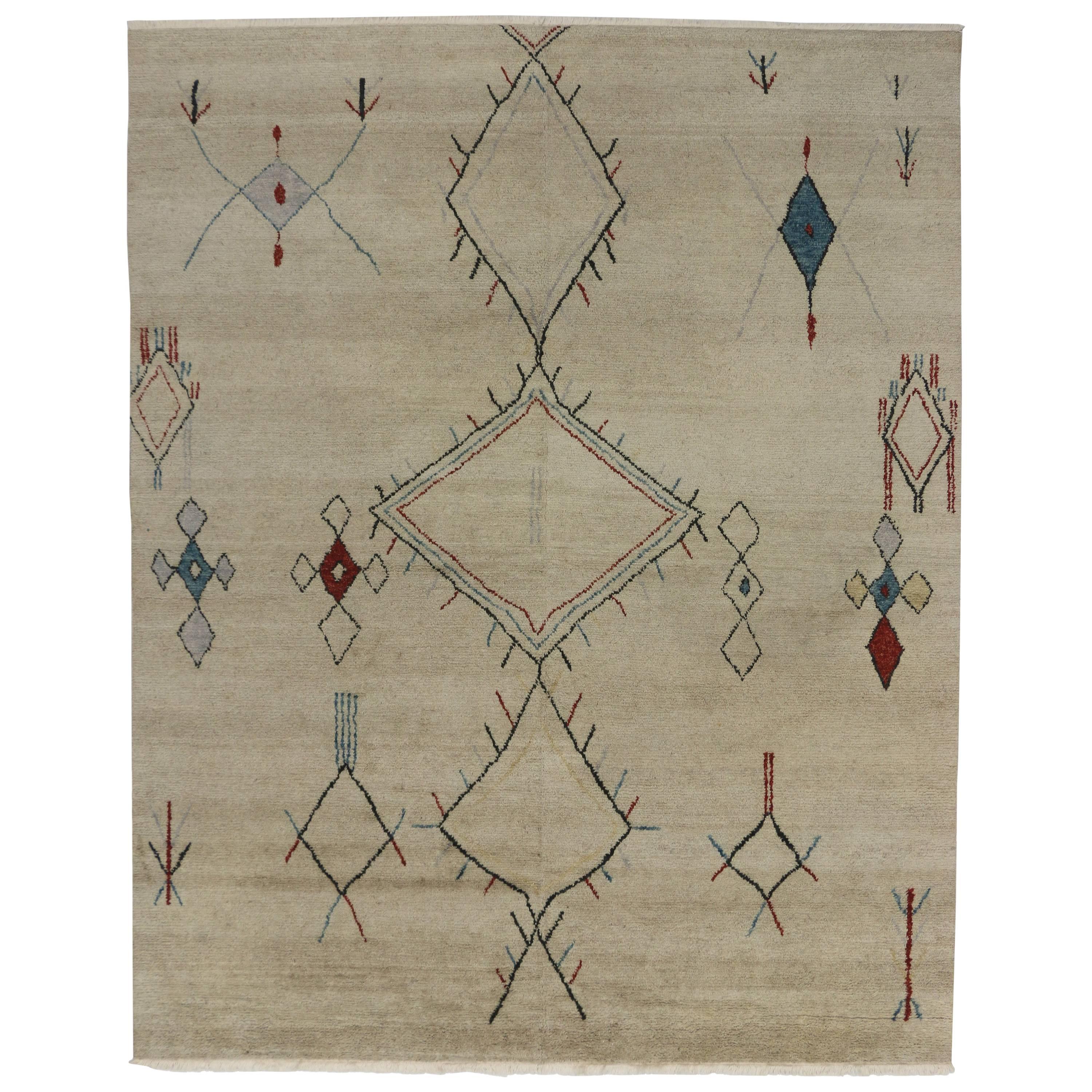Contemporary Moroccan Style Area Rug with Modern Tribal Design