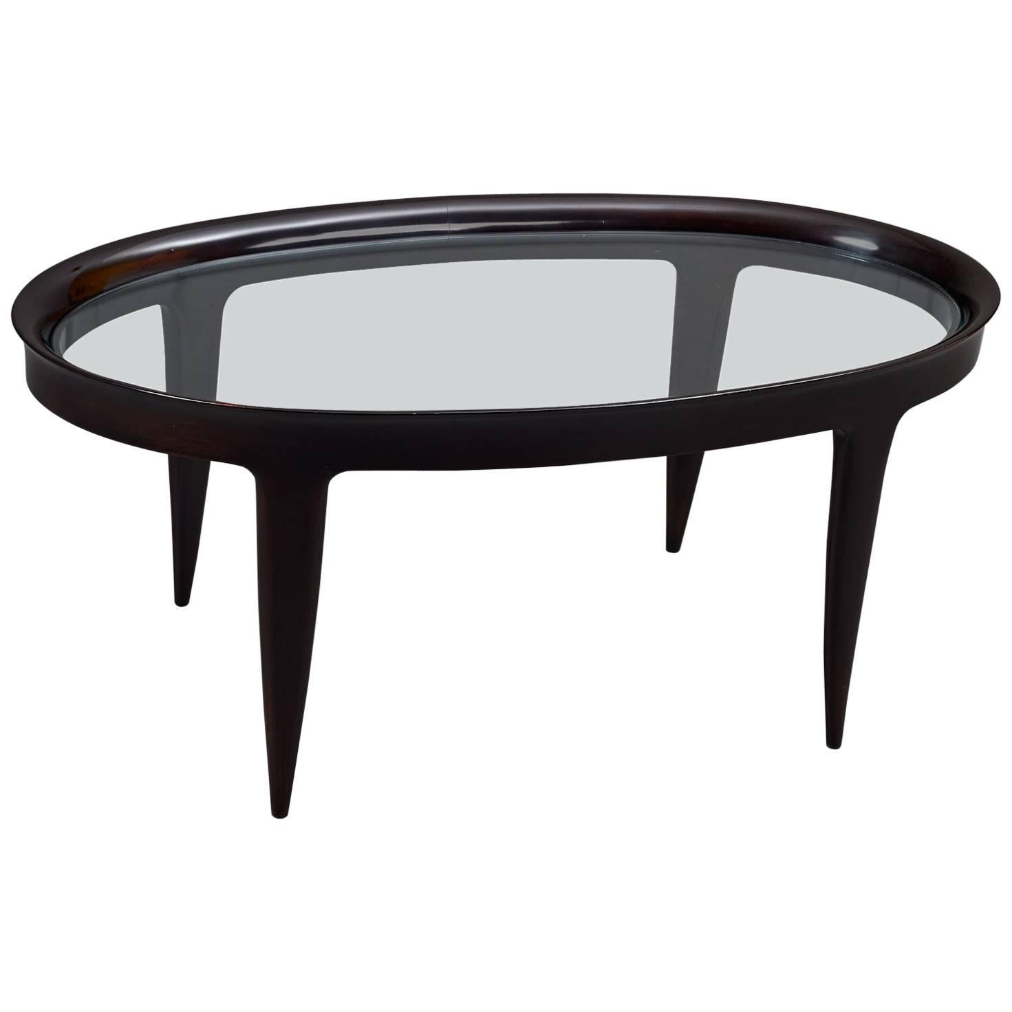 Elegant Oval Table in the Style of Gio Ponti, 1950s