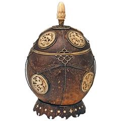 Cup Silver Goblet Coconut Lidded Bone Germany made circa 1900 12