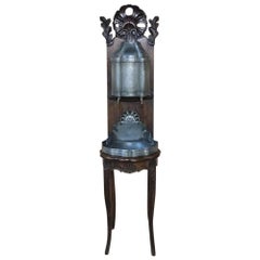 Used 18th Century Pewter Wall Fountain with Cherrywood Stand