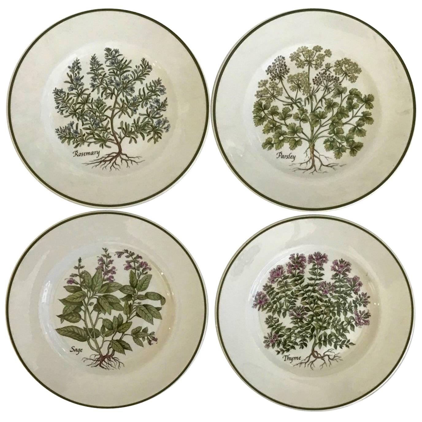 Tiffany & Co. Set of Four "Herbs" Plates, Made in England, Mid-Century Design