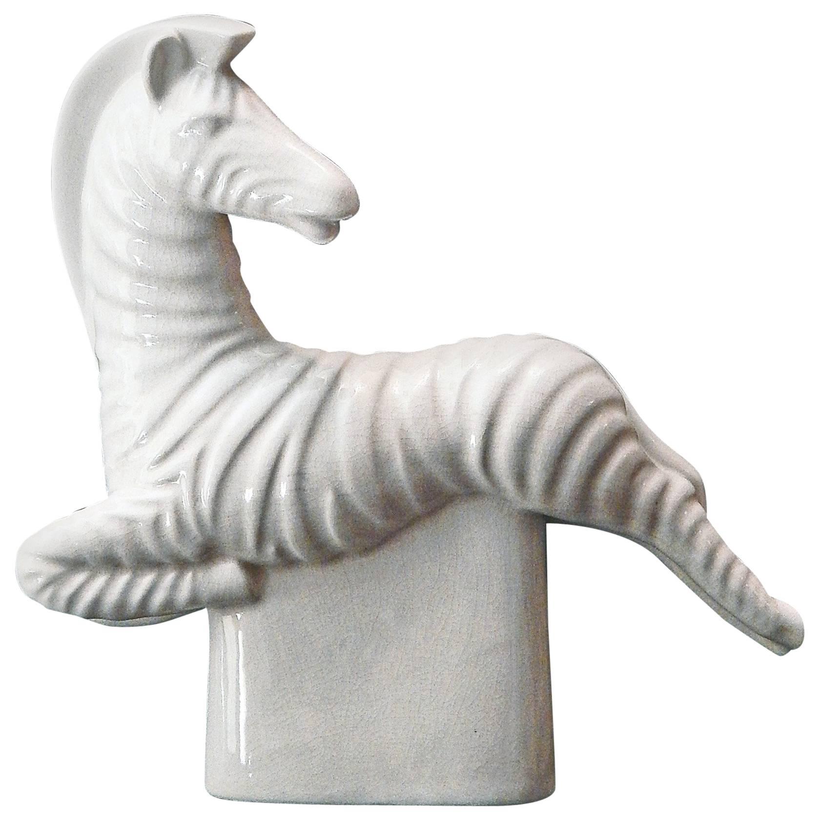 „Leaping Zebra“, feine und seltene Art-Déco-Skulptur, signiert von Waylande Gregory
