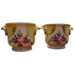 Pair of Two Handled Small Porcelain Cups Decorated in Gilt and Polychrome 11