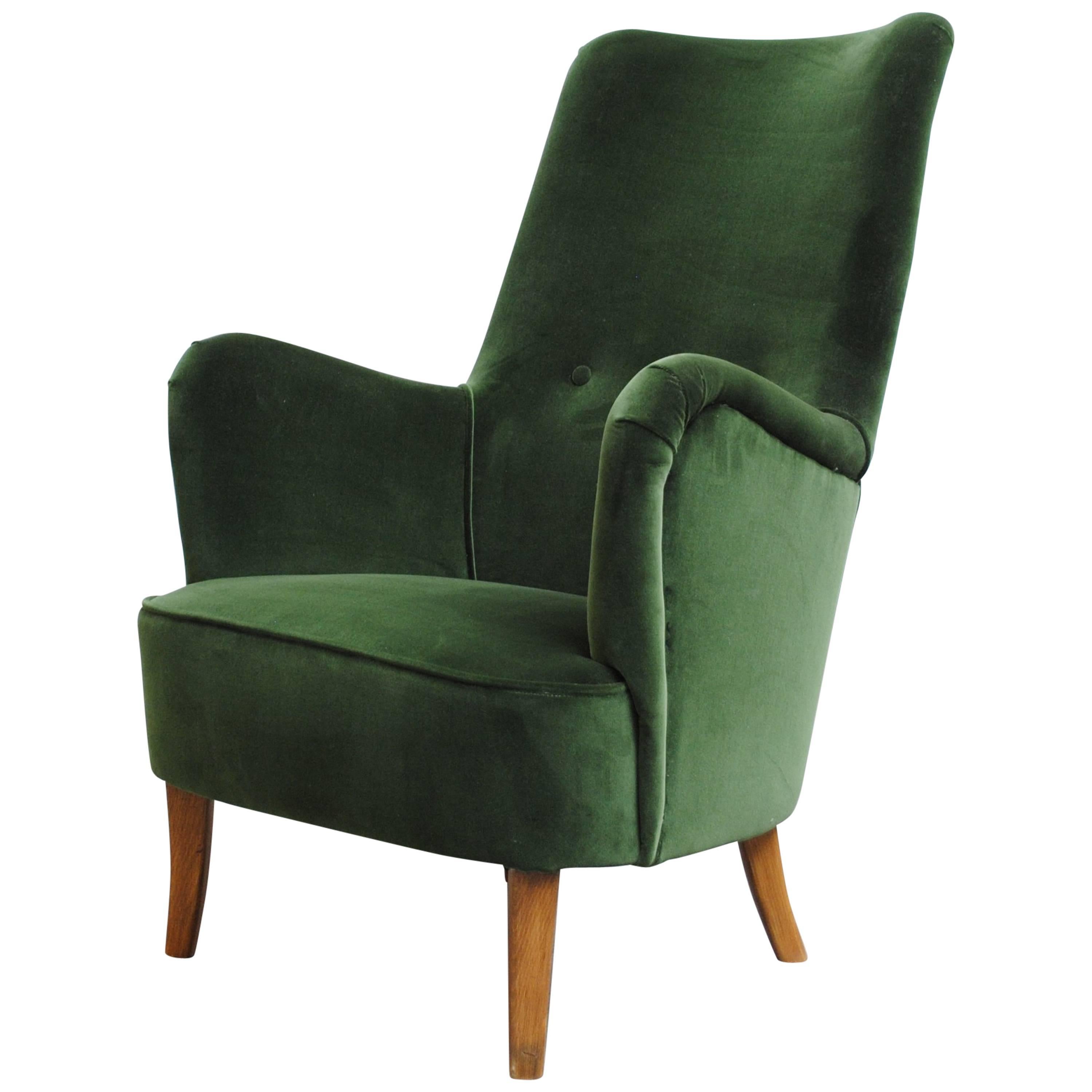 Emerald Green Velvet Theo Ruth Lounge Chair by Artifort