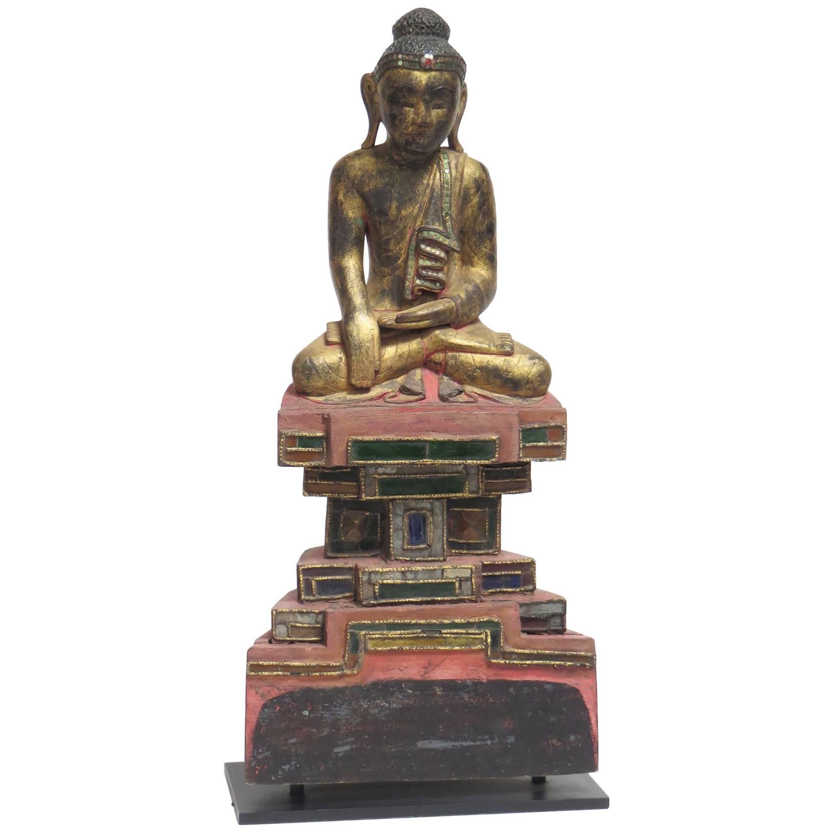 Seated Wooden Buddha TD 1031 For Sale