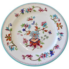Antique Set of 22 English Porcelain Hand-Painted Floral Plates