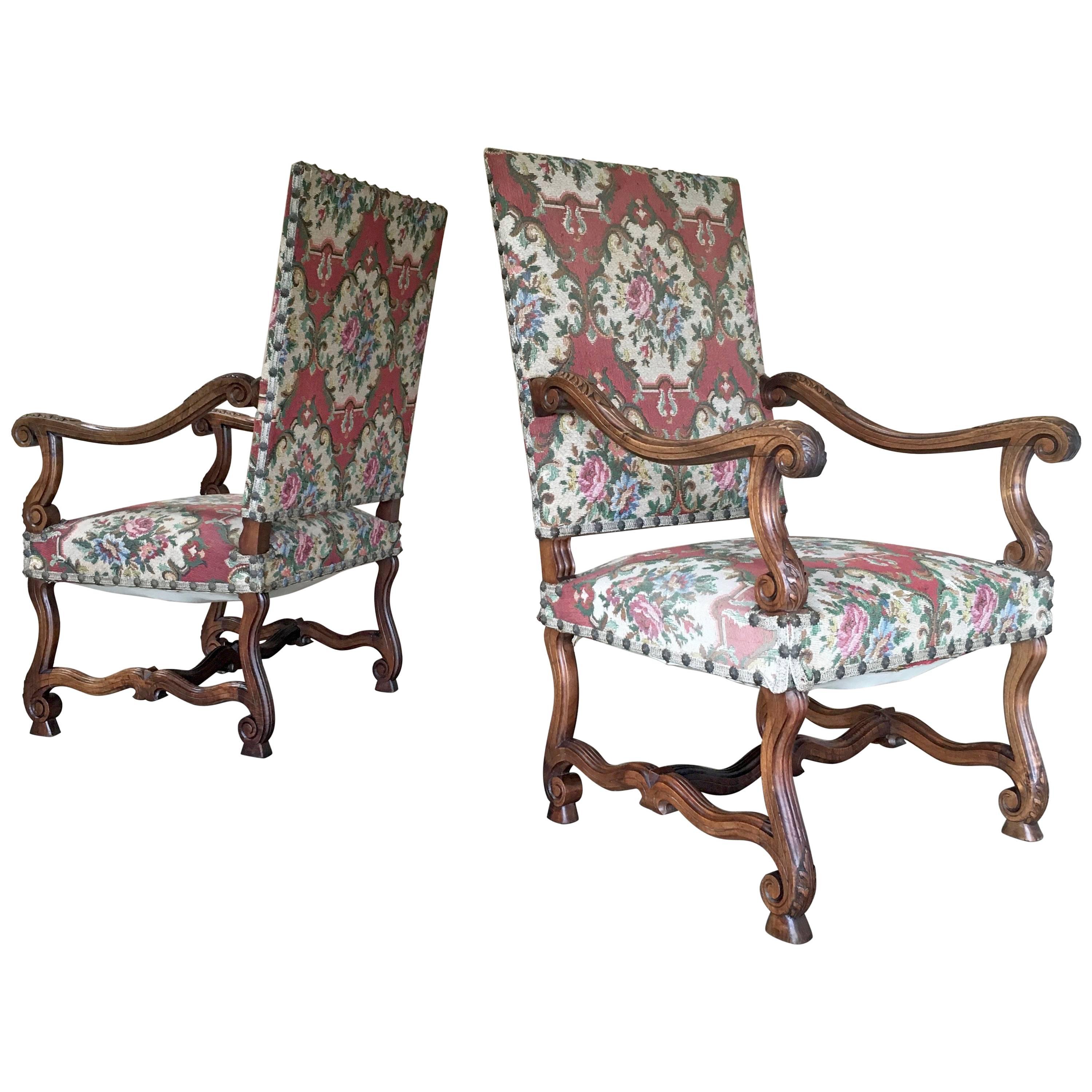 19th Century Pair of Louis XIV Style Armchairs 